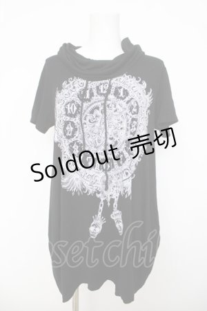 画像: ALGONQUINS / スカルクロックプリントロングカットソー F 黒 Y-26-03-21-036-AL-TO-SZ-ZY