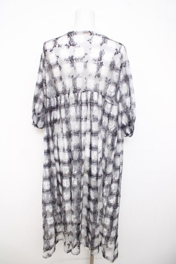 画像2: axes femme / チェック柄レースロングカーディガン  黒 Y-26-03-21-042-AX-TO-SZ-ZY (2)