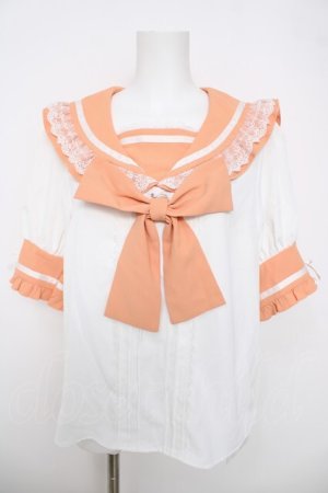 画像: Dear My Love / レースフリルリボンセーラーブラウス 3L オレンジ Y-26-03-22-042-EL-BL-SZ-ZY
