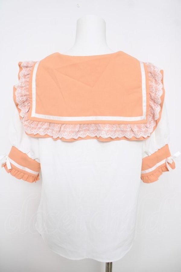 画像2: Dear My Love / レースフリルリボンセーラーブラウス 3L オレンジ Y-26-03-22-042-EL-BL-SZ-ZY (2)