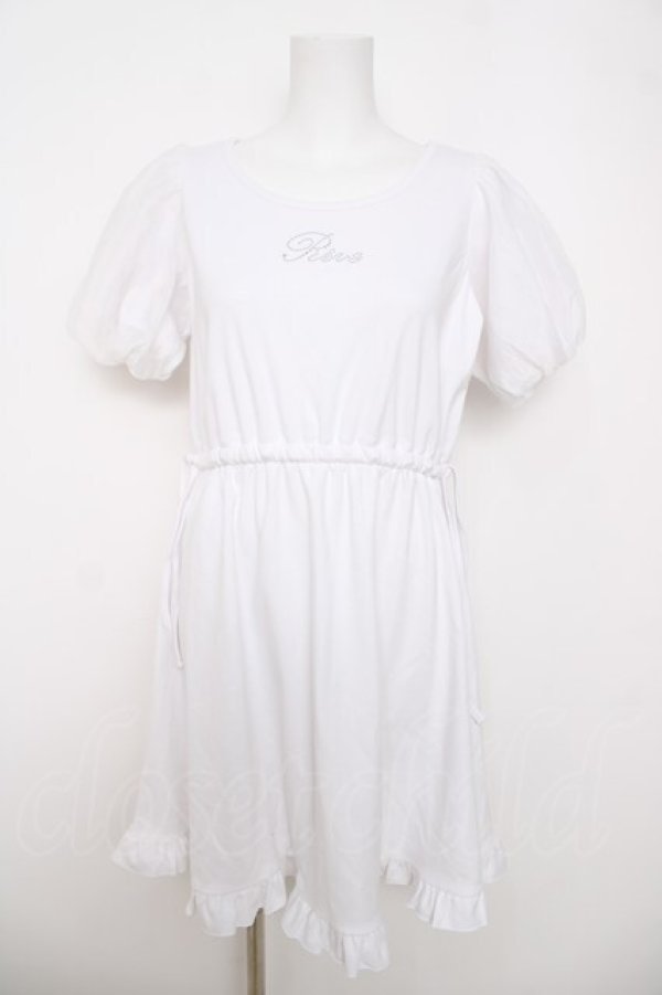 画像1: axes femme POETIQUE / シアーパフ袖カットミニワンピ M 白 Y-26-03-22-043-AX-OP-SZ-ZY (1)