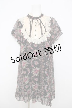 画像: axes femme / 総柄シフォンチュニ  黒 Y-26-03-22-054-AX-OP-SZ-ZY