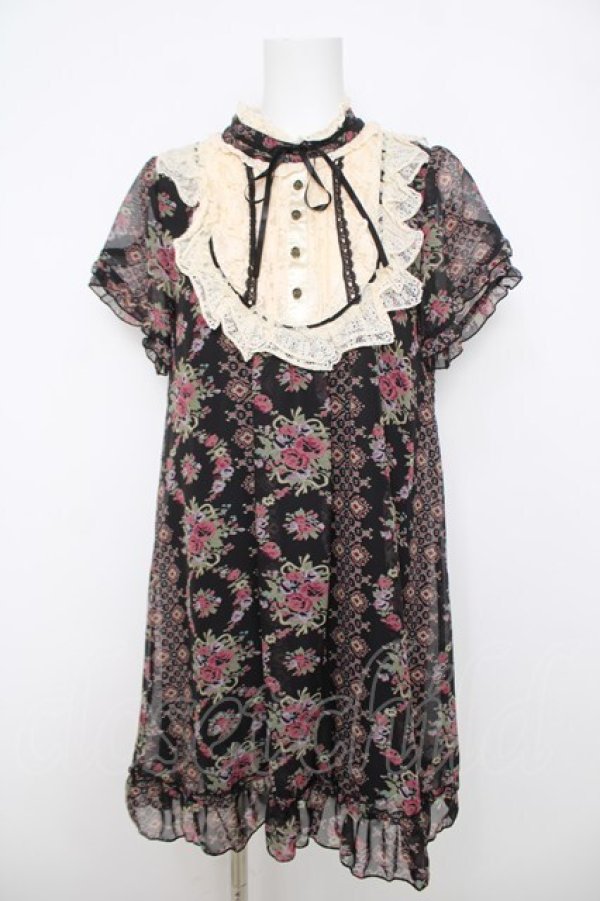 画像1: axes femme / 総柄シフォンチュニ  黒 Y-26-03-22-054-AX-OP-SZ-ZY (1)