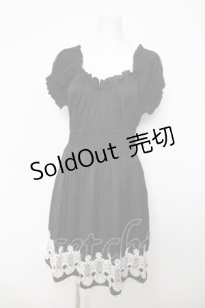 画像: BPN / 裾刺繍ワンピース  黒 Y-26-03-22-061-GO-OP-AS-ZY