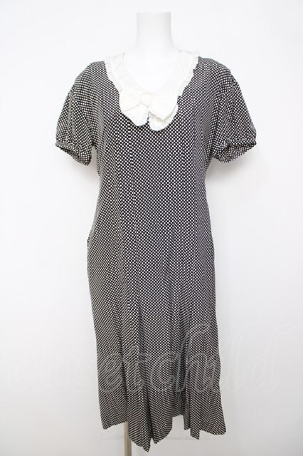 画像1: INGEBORG / リボン付きドットワンピース F 黒 Y-26-03-22-069-LO-OP-SZ-ZY (1)