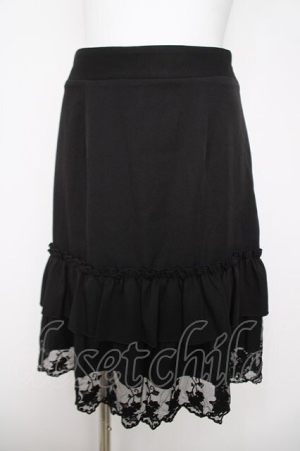 画像1: axes femme POETIQUE / 裾レースフリルミニスカート M 黒 Y-26-03-22-075-AX-SK-SZ-ZY (1)