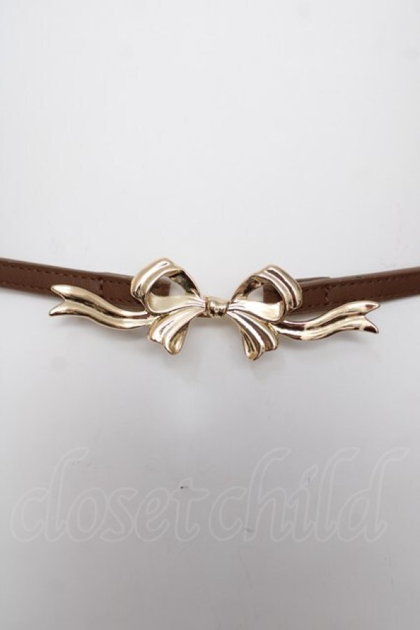 画像2: ｍ petit by misako / TT*AMリボンバックルベルト  茶 Y-26-03-22-020-LO-ZA-SZ-ZY (2)
