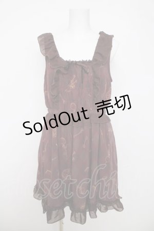 画像: axes femme / アンティーク柄ワンピース M ワイン Y-26-03-22-023-AX-OP-SZ-ZY