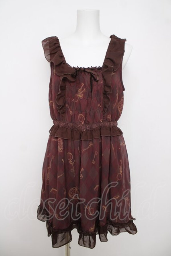 画像1: axes femme / アンティーク柄ワンピース M ワイン Y-26-03-22-023-AX-OP-SZ-ZY (1)