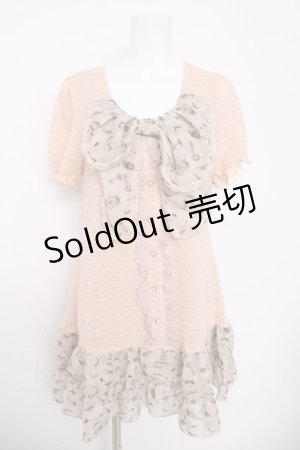 画像: axes femme / アンティークモチーフシフォンサマーチュニック M 淡ピンク Y-26-03-22-024-AX-OP-SZ-ZY