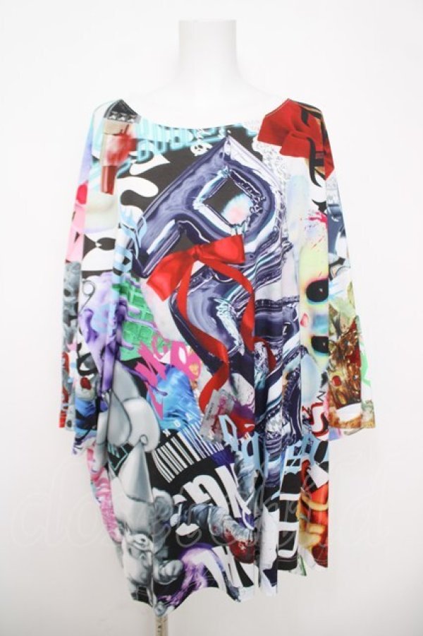 画像1: TRAVAS TOKYO / グラフィック総柄Tシャツ  白 Y-26-03-22-030-PU-TO-SZ-ZY (1)