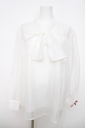 画像: FLC / 皆方由衣コラボ/シアーリボンブラウス  白 Y-26-03-22-037-LO-BL-SZ-ZY