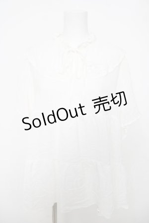 画像: axes femme / 刺繍襟ティアードチュニック  白 Y-26-03-22-040-AX-BL-SZ-ZY