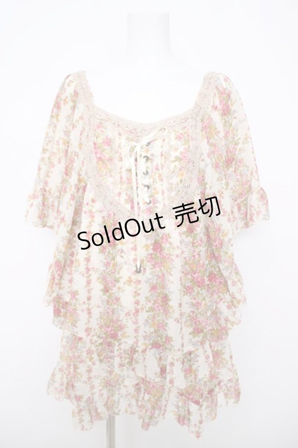 画像1: axes femme / 花柄シフォンチュニ  生成り Y-26-03-22-041-AX-TO-SZ-ZY (1)