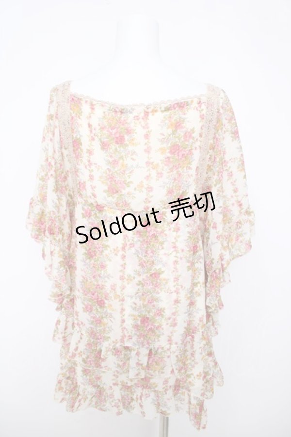 画像2: axes femme / 花柄シフォンチュニ  生成り Y-26-03-22-041-AX-TO-SZ-ZY (2)