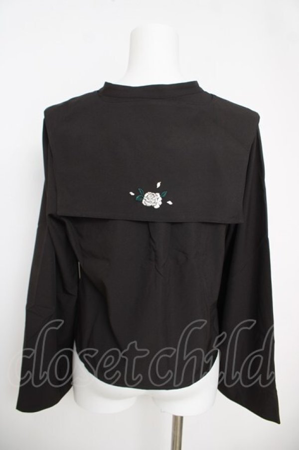 画像2: axes femme / 薔薇刺繍付け襟セットブラウス  黒 Y-26-03-24-044-AX-BL-SZ-ZY (2)