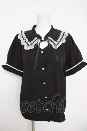 画像: axes femme / カットワークブラウス  黒 Y-26-03-24-045-AX-BL-SZ-ZY