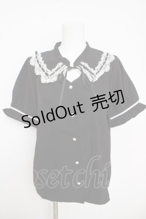 画像: axes femme / カットワークブラウス  黒 Y-26-03-24-045-AX-BL-SZ-ZY