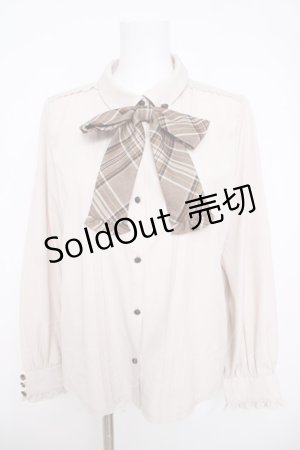 画像: axes femme / リボンタイ付プチフリルブラウス  生成り Y-26-03-24-049-AX-BL-SZ-ZY