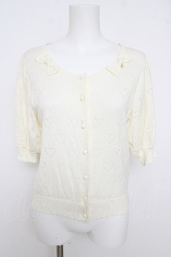 画像1: BABY, THE STARS SHINE BRIGHT / Heart Half五分袖カーディガン  生成り Y-26-03-24-059-BA-TO-SZ-ZY (1)