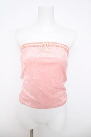 画像: LIZ LISA / リボン通しベロアトップ  ピンク Y-26-03-24-007-LO-TO-SZ-ZY