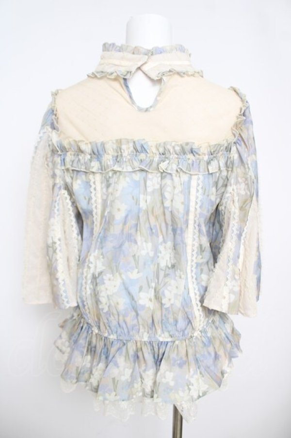 画像2: Hoshibako Works / ルーセントガーデン トップス  サックス×フラワー Y-26-03-24-060-LO-TO-SZ-ZY (2)