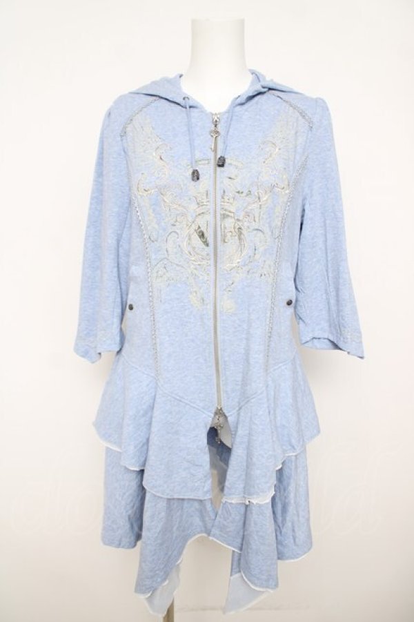 画像1: Rozen Kavalier / ZIPフード刺繍入りカーディガン  ブルー Y-26-03-24-062-OO-TO-SZ-ZY (1)