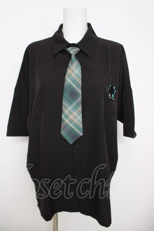 画像: NieR Clothing / ネクタイ付きブラウス シエル  黒 Y-26-03-24-063-PU-BL-SZ-ZY