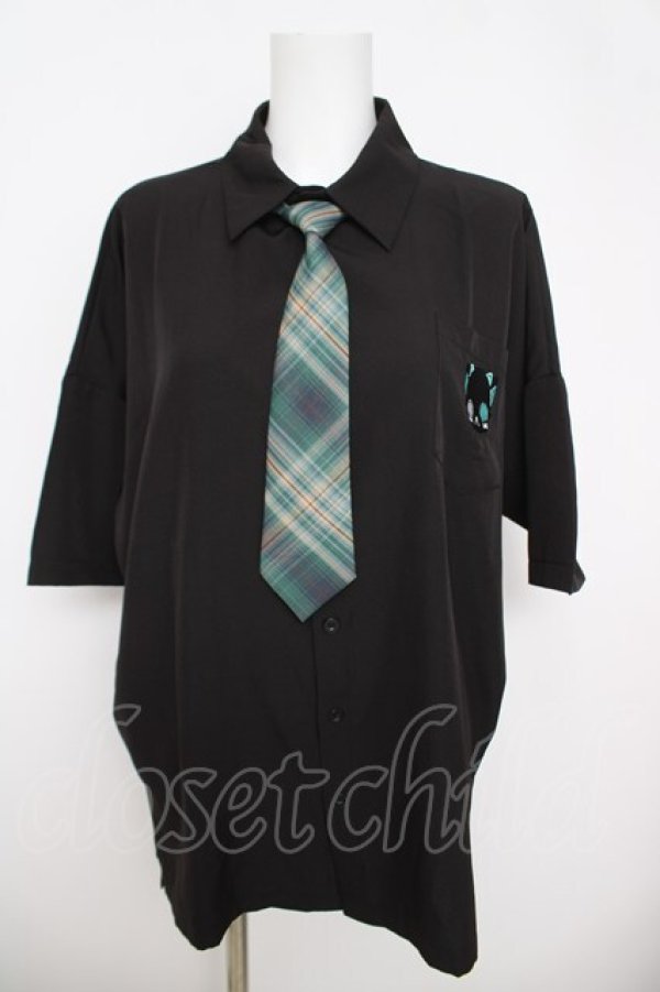 画像1: NieR Clothing / ネクタイ付きブラウス シエル  黒 Y-26-03-24-063-PU-BL-SZ-ZY (1)