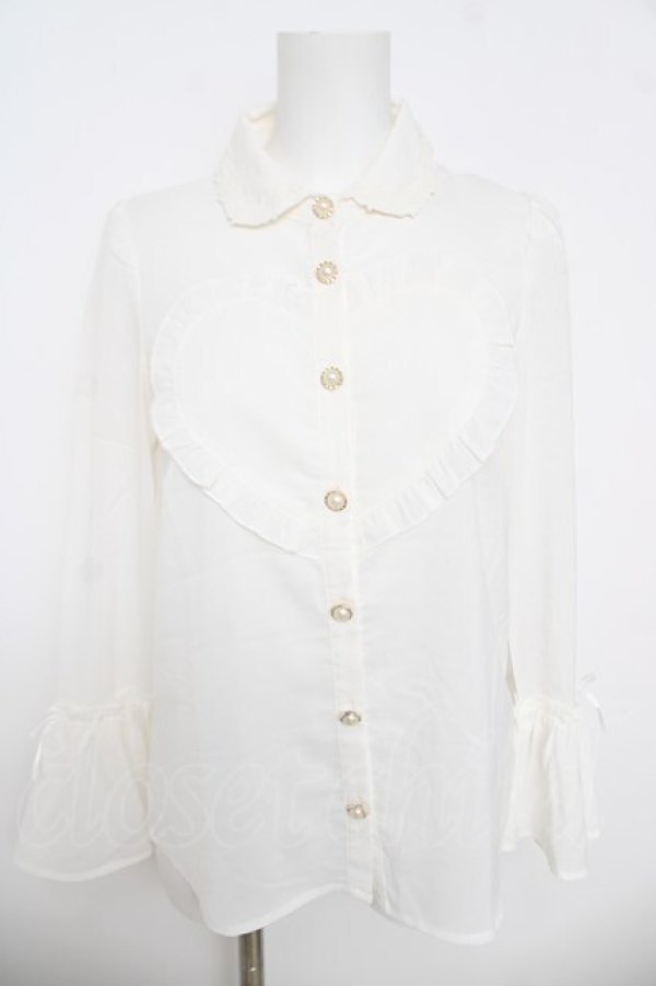 画像1: Secret Honey / ハートフリルブラウス  白 Y-26-03-24-064-CA-BL-AS-ZY (1)