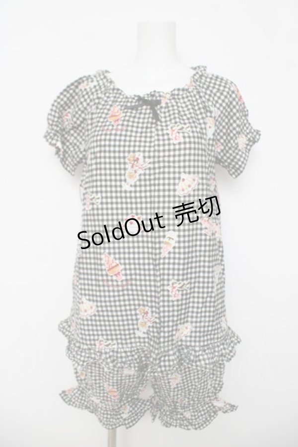 画像1: Innocent World / スウィートルームウェアー(ドルチェ柄)  黒 Y-26-03-24-065-IW-OP-SZ-ZY (1)