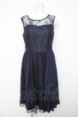 画像1: axes femme / プリーツ切替レースワンピース M 紺 Y-26-03-24-067-AX-OP-SZ-ZY (1)