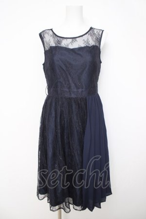 画像: axes femme / プリーツ切替レースワンピース M 紺 Y-26-03-24-067-AX-OP-SZ-ZY