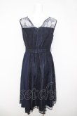 画像2: axes femme / プリーツ切替レースワンピース M 紺 Y-26-03-24-067-AX-OP-SZ-ZY (2)