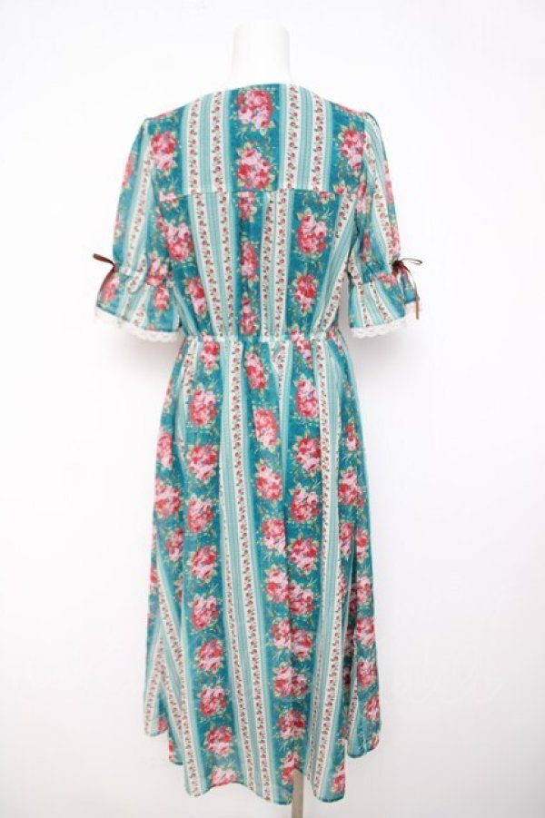 画像2: axes femme / カントリーローズワンピース  グリーン Y-26-03-24-070-AX-OP-SZ-ZY (2)