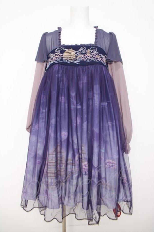 画像1: Doll Paradise / 夜桜宮廷中華ワンピース  パープル Y-26-03-24-075-LO-OP-SZ-ZY (1)