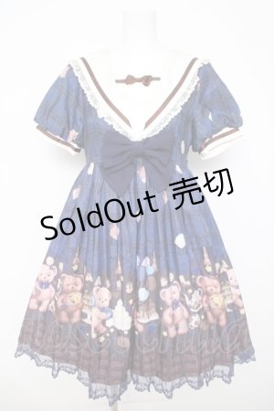画像: Doll Paradise / ベアプリントセーラーワンピースセット  紺 Y-26-03-24-077-LO-OP-SZ-ZY