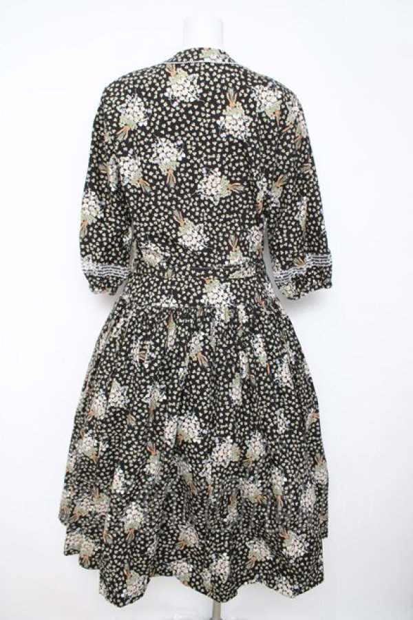 画像2: PINK HOUSE / クローバー&シロツメクサワンピース F ブラック Y-26-03-24-079-LO-OP-SZ-ZY (2)