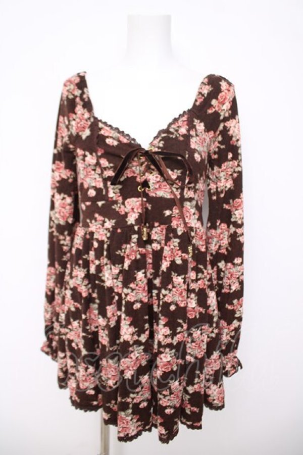 画像1: LIZ LISA / 編み上げローズブーケワンピース 0 ブラウン Y-26-03-24-087-LO-OP-SZ-ZY (1)