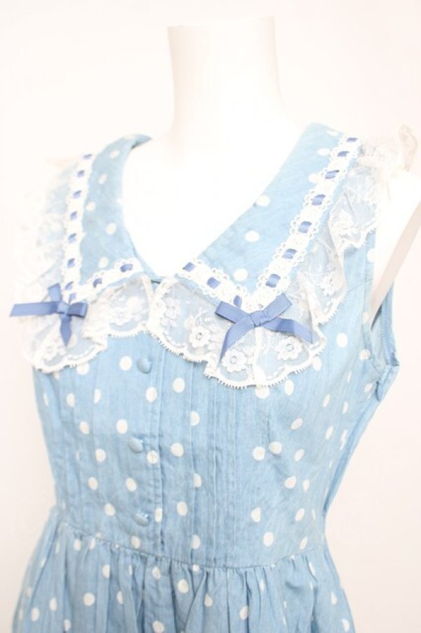 画像3: LIZ LISA / ドットビッグ衿ジャンスカ 0 サックス Y-26-03-24-095-LO-OP-SZ-ZY (3)