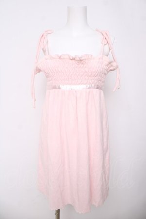 画像: TRALALA / 肩リボンシャーリングキャミワンピース 0 ピンク Y-26-03-24-102-LO-OP-SZ-ZY