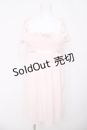 画像: TRALALA / 肩リボンシャーリングキャミワンピース 0 ピンク Y-26-03-24-102-LO-OP-SZ-ZY