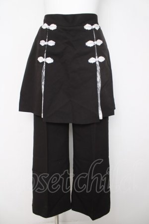 画像: axes femme / チャイナ釦付きレイヤードパンツ  黒 Y-26-03-24-106-AX-PA-SZ-ZY