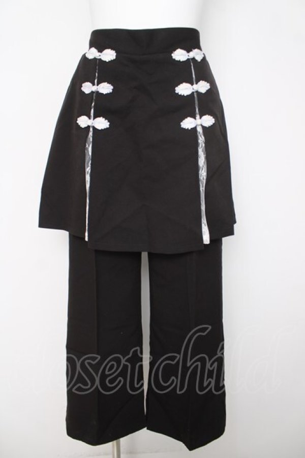 画像1: axes femme / チャイナ釦付きレイヤードパンツ  黒 Y-26-03-24-106-AX-PA-SZ-ZY (1)