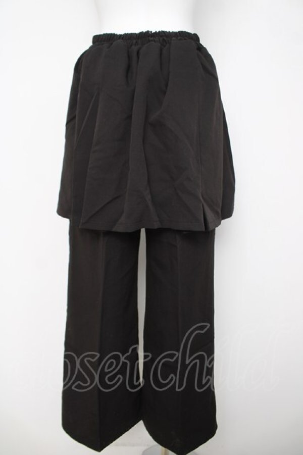 画像2: axes femme / チャイナ釦付きレイヤードパンツ  黒 Y-26-03-24-106-AX-PA-SZ-ZY (2)