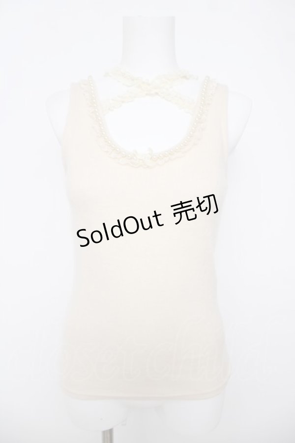 画像1: LIZ LISA / パールデザインクロス起毛タンクトップ 0 アイボリー Y-26-03-24-014-LO-TO-SZ-ZY (1)