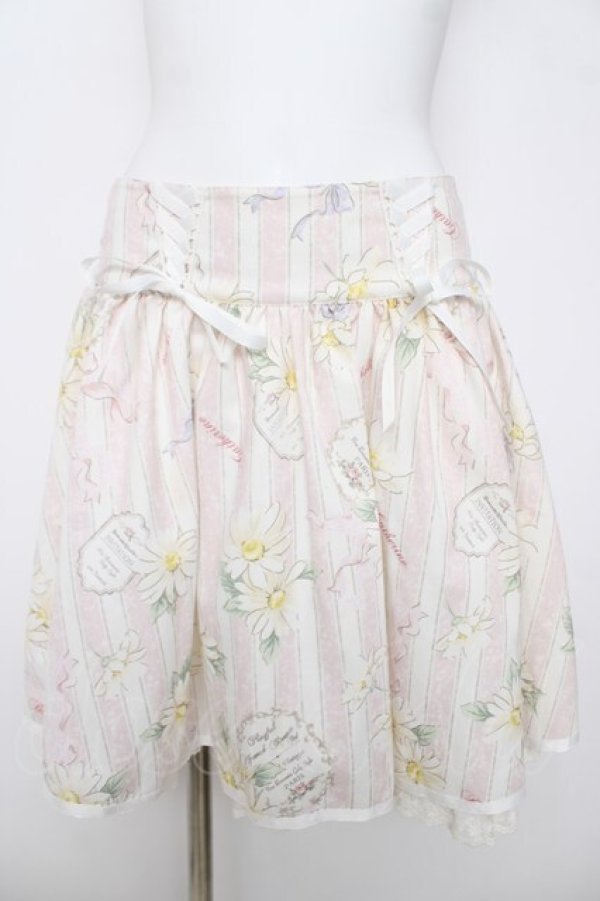 画像1: LIZ LISA / ストライプマーガレット柄スカート 0 ピンク Y-26-03-24-129-LO-SK-SZ-ZY (1)