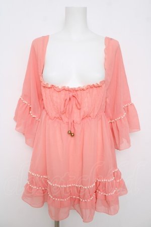 画像: LIZ LISA / シャーリングオフショルトップス 0 コーラルピンク Y-26-03-24-017-LO-TO-SZ-ZY