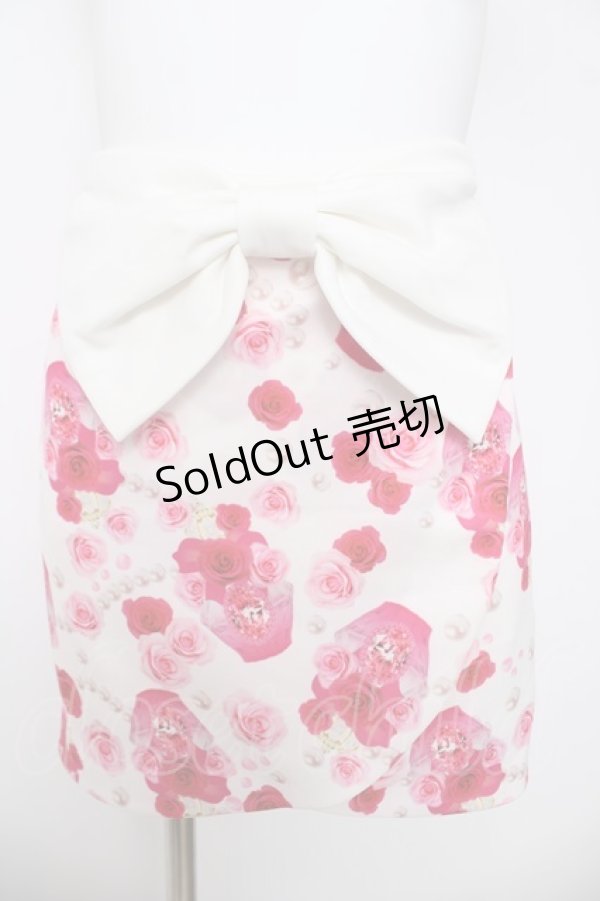 画像1: Princess Melody / パフュームボトルローズスカート  白/ピンク Y-26-03-24-133-EL-SK-SZ-ZY (1)