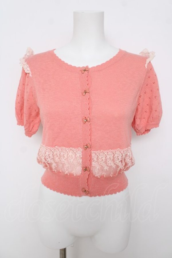 画像1: LIZ LISA / リボンボタンカーディガン 0 コーラルピンク Y-26-03-24-019-LO-TO-SZ-ZY (1)